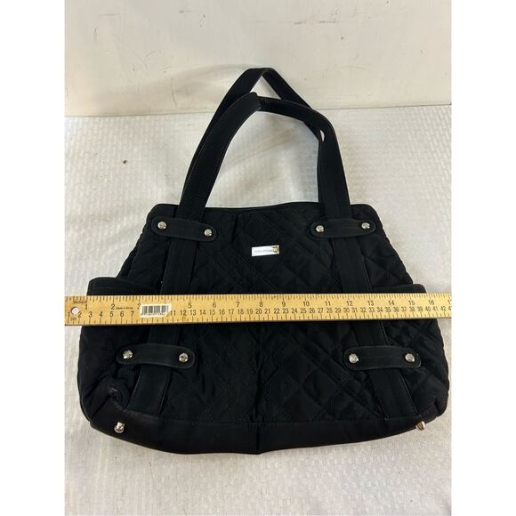 Vera Bradley 16x12" black quilted shoulder bag purse magnectic closure zebra lin - Picture 6 of 9